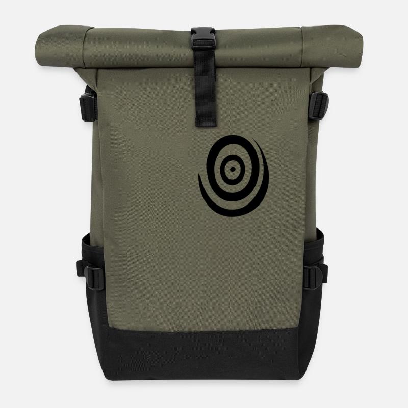 Minimalistisches Dart-Spiral-Design - Rolltop Rucksack - Olive/Schwarz