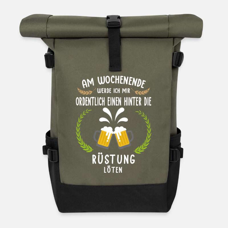 Am Wochenende ordentlich einen hinter die Rüstung - Rolltop Rucksack - Olive/Schwarz