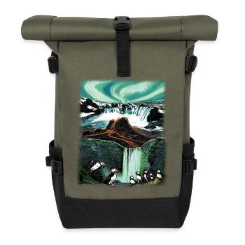 Iceland - Island - Ísland - Rolltop Rucksack - Olive/Schwarz - Vorne