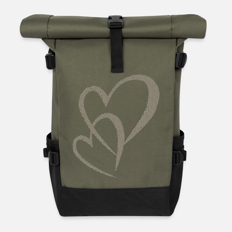 Tissu double du cœur - Sac à dos roll top - olive/noir