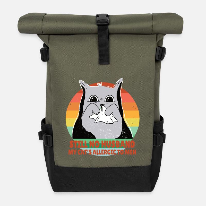 My cat is allergic to men - Rolltop Rucksack - Olive/Schwarz