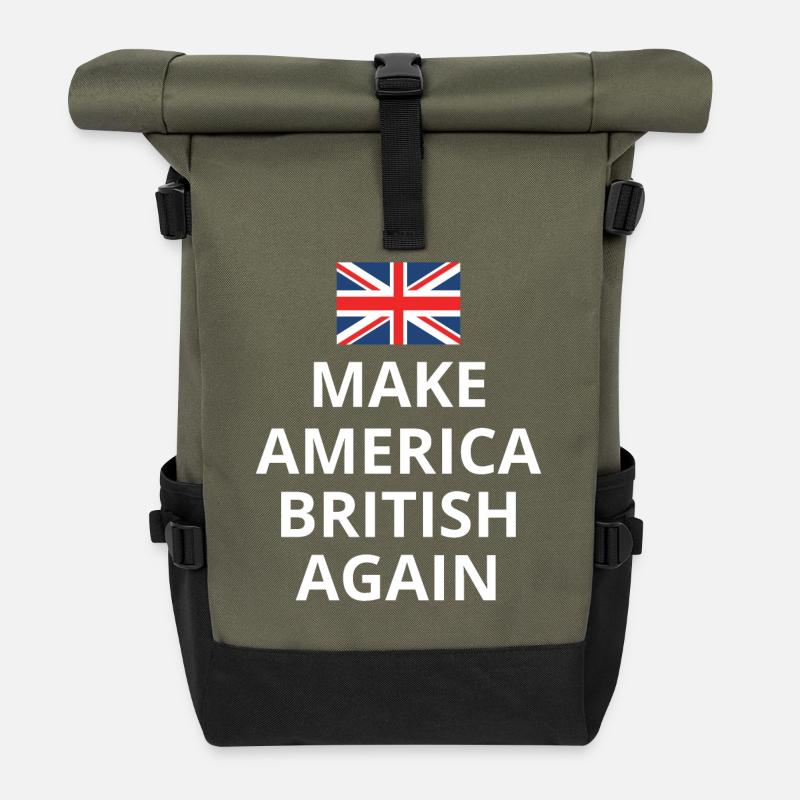 Make America British Again Union Jack Flag - Roll Top Backpack - olive/black