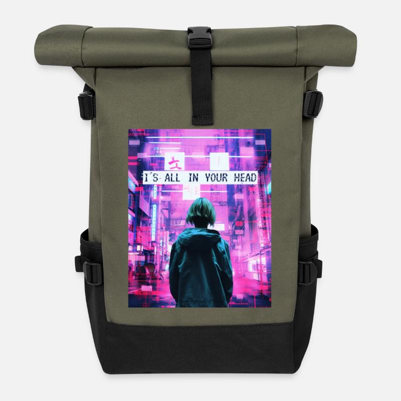 Tout est dans votre tête Vaporwave Problème esthétique - Sac à dos roll top - olive/noir