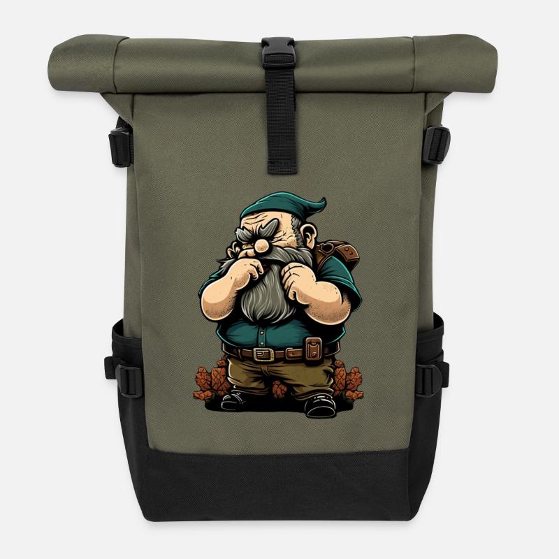 Launischer Zwerg - Rolltop Rucksack - Olive/Schwarz