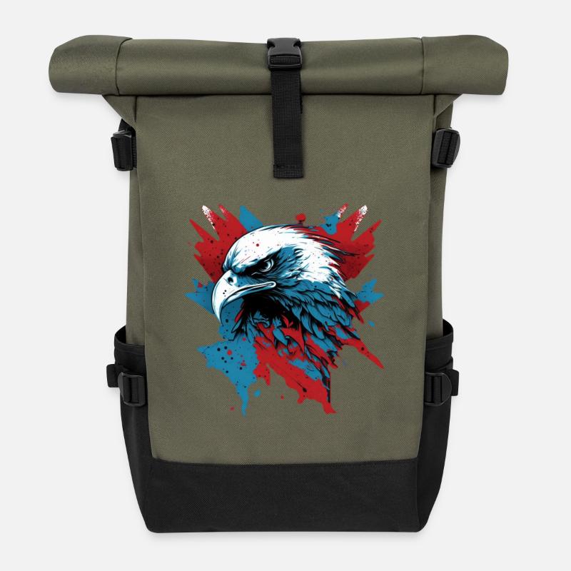 Aigle patriotique - Sac à dos roll top - olive/noir
