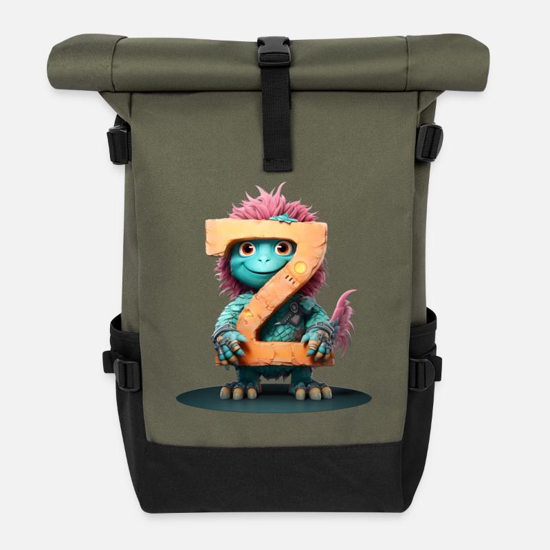 Exotisches Huhn mit Buchstabe Z - Rolltop Rucksack - Olive/Schwarz