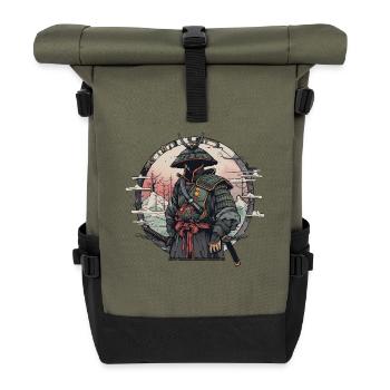 Asia 80s Japanese Retro Samurai Samurai - Roll Top Backpack - olive/black - Front