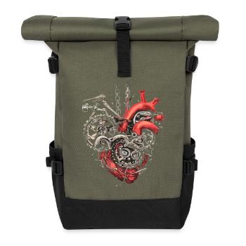 Bicycle Mechanic Heart - Bicycle Lovers - Roll Top Backpack - olive/black - Front