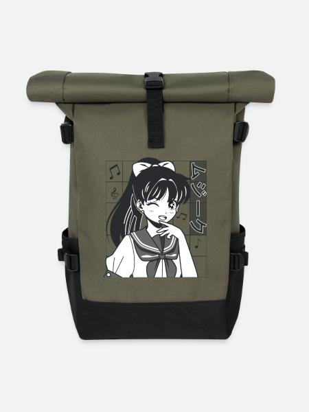 Anime Musik - Rolltop Rucksack - Olive/Schwarz