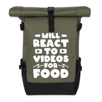 Reaction Streamer Video Reaktion Content Creator - Roll Top Backpack - olive/black - Front