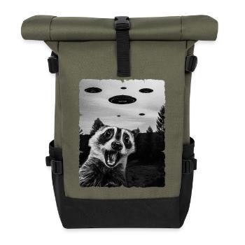 Raccoon Alien Invasion Uap Weirdcore - Roll Top Backpack - olive/black - Front
