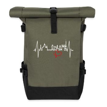 Prag Skyline Herzschlag Tschechien Herz Love Praha - Rolltop Rucksack - Olive/Schwarz - Vorne