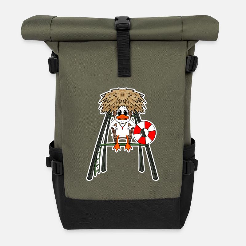 Rettungsschwimmer Ente - Rolltop Rucksack - Olive/Schwarz