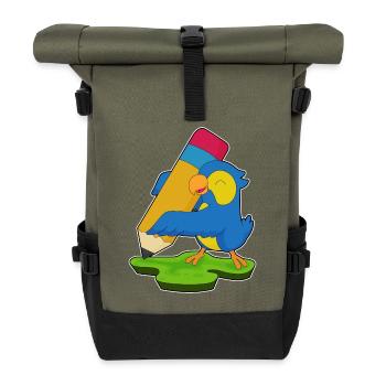 Parrot Pupil Pencil School - Roll Top Backpack - olive/black - Front