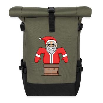 Weihnachtsmann steckt fest - Rolltop Rucksack - Olive/Schwarz - Vorne