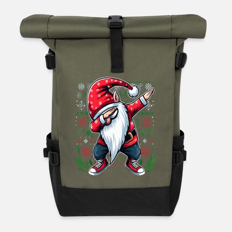 Dabbing Nikolaus Ugly Christmas - Rolltop Rucksack - Olive/Schwarz