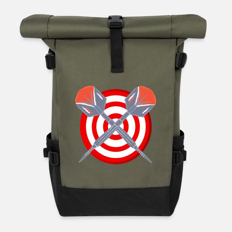 Motif croix de cible en fléchette - Sac à dos roll top - olive/noir