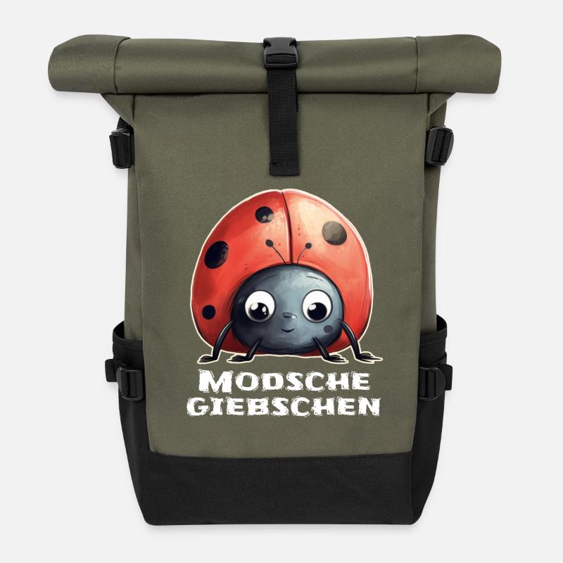 Modschegiebchen Marienkäfer Sächsisch Geschenk - Rolltop Rucksack - Olive/Schwarz