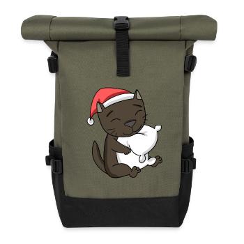 Cat Cute Havana Cat Tired Christmas - Roll Top Backpack - olive/black - Front