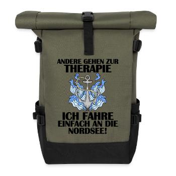 Nordsee Spruch - Rolltop Rucksack - Olive/Schwarz - Vorne