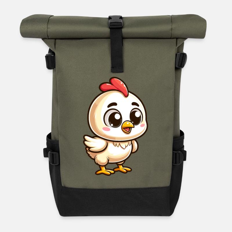 Huhn niedlich cartoonish - Rolltop Rucksack - Olive/Schwarz