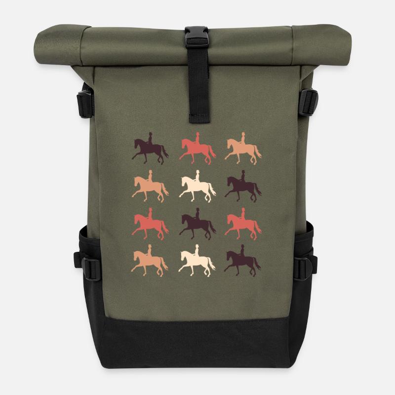 Cheval de dressage - Sac à dos roll top - olive/noir