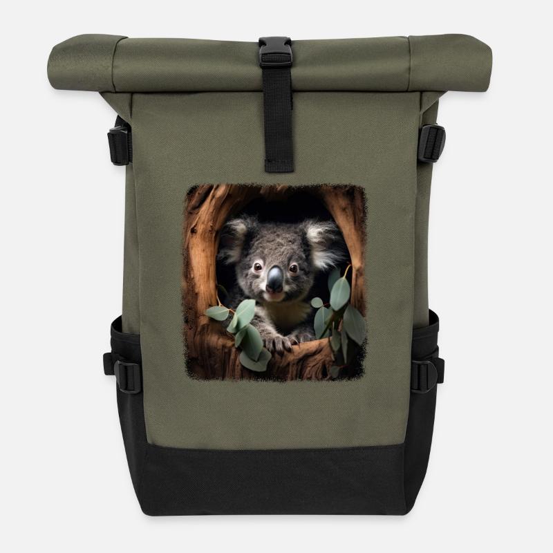 Koalas Koala réaliste - Sac à dos roll top - olive/noir