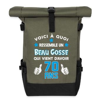 70 ans anniversaire homme cadeau drôle humour - Sac à dos roll top - olive/noir - Devant