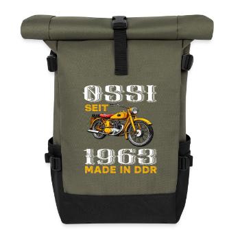 Ossi Ostdeutschland DDR 1963 Geburtstag Spruch - Rolltop Rucksack - Olive/Schwarz - Vorne