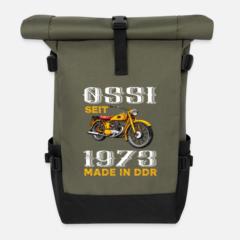 DDR Ossi Ostdeutschland 1973 Geburtstag Spruch - Rolltop Rucksack - Olive/Schwarz