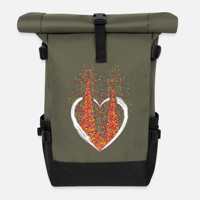 Kölner Dom Konfetti Im Herzen Karneval Herz Köln - Rolltop Rucksack - Olive/Schwarz