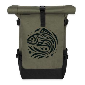 Saumon Amérindien Zodiaque - Sac à dos roll top - olive/noir - Devant
