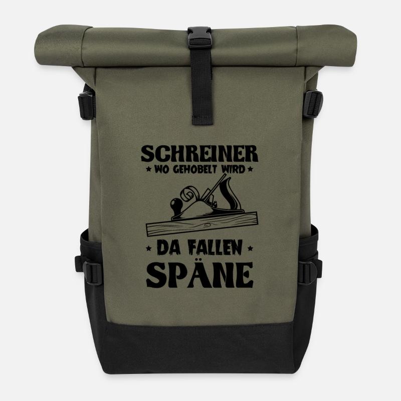 Schreiner wo gehobelt wird da Fallen Späne - Rolltop Rucksack - Olive/Schwarz