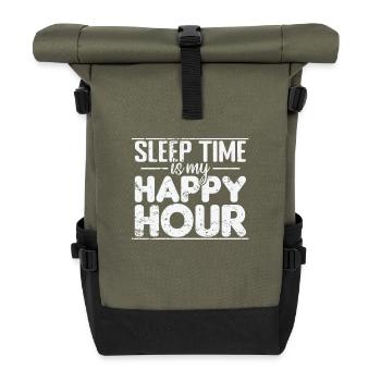 Sleep Time is my Happy Hour Night Hobby - Roll Top Backpack - olive/black - Front