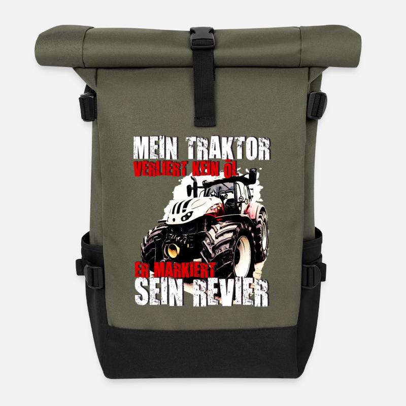 Steyr Traktor Spruch - Rolltop Rucksack - Olive/Schwarz