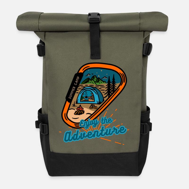 Summer Camp Adventure Enjoy - Roll Top Backpack - olive/black