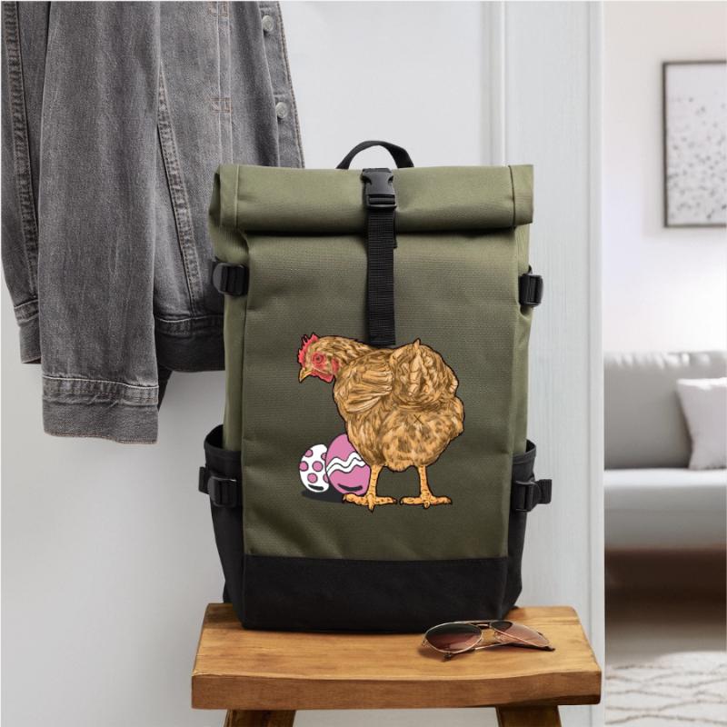 Chicken, Poultry, Poultry, Eggs, Egg, Easter, Easter Egg Roll Top Backpack