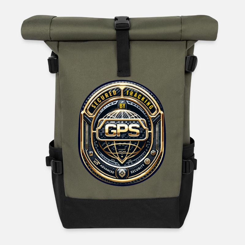 GPS-Tracking Warnaufkleber - Rolltop Rucksack - Olive/Schwarz