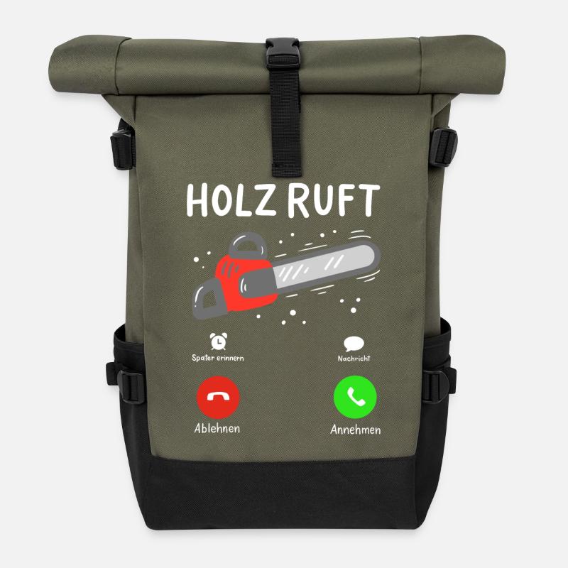 Holz Holzfäller - Rolltop Rucksack - Olive/Schwarz