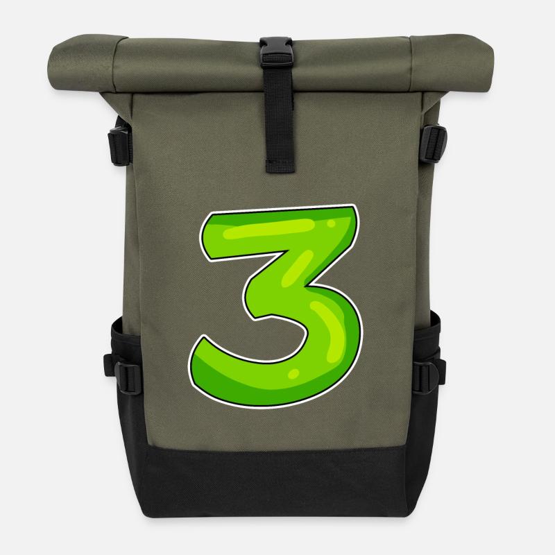 Trois - 3 - Numéro 3 - Numéro 3 - Sac à dos roll top - olive/noir