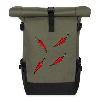 Paprika Chilli Pepperoni Spice - Roll Top Backpack - olive/black - Front