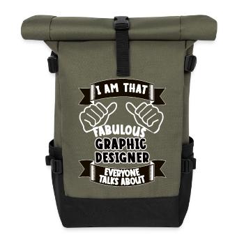 Grafikdesigner Lustiger Spruch Geschenk - Rolltop Rucksack - Olive/Schwarz - Vorne