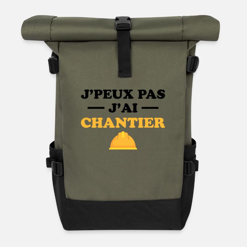 Je Peux Pas J ai Chantier - Sac à dos roll top - olive/noir