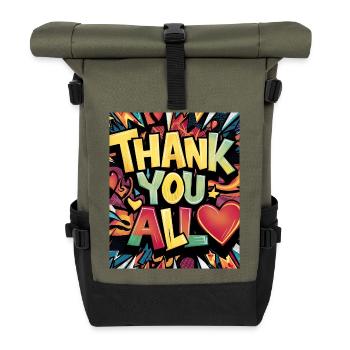 Conception de dessin animé de remerciement coloré - Sac à dos roll top - olive/noir - Devant