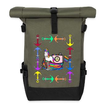 Licornes arc-en-ciel Drapeau arc-en-ciel LGBT - Sac à dos roll top - olive/noir - Devant