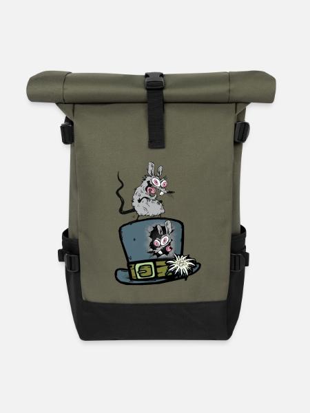 Lustige Tiere Ratten Ratte Nager Maus Mäuse - Rolltop Rucksack - Olive/Schwarz