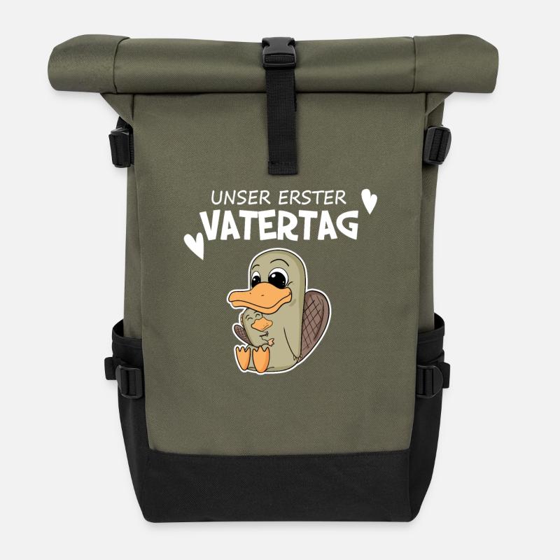 Vatertag Motiv Vater - Rolltop Rucksack - Olive/Schwarz