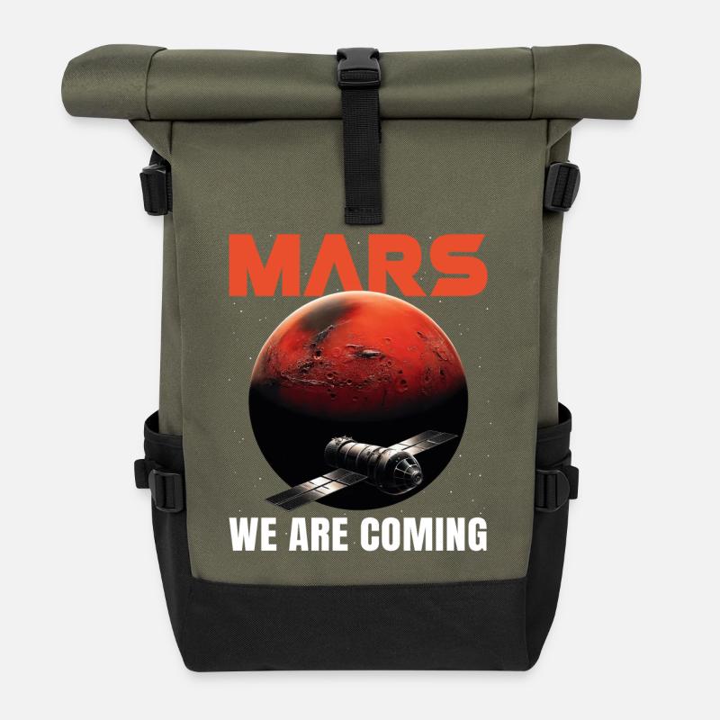 Mars Mission Roter Planet Raumschiff Weltraum All - Rolltop Rucksack - Olive/Schwarz