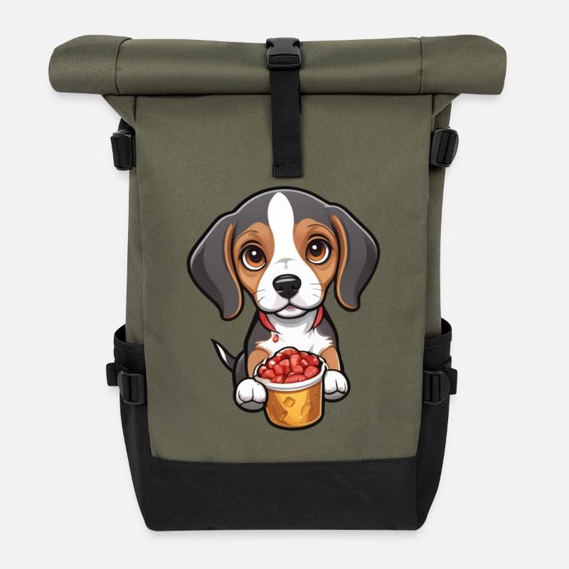 Tiny Beagle Pup - Rolltop Rucksack - Olive/Schwarz