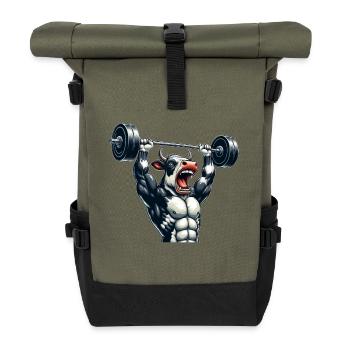 Cow Ox Bull Dumbbell Workout - Roll Top Backpack - olive/black - Front